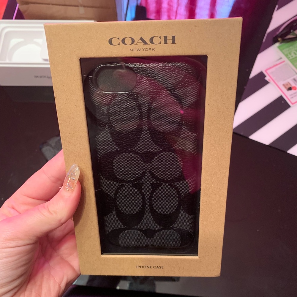 NIB coach iPhone leather case. Fits iPhone 7.